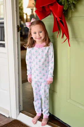 Pink Christmas Tree Knit Two Piece Jammies