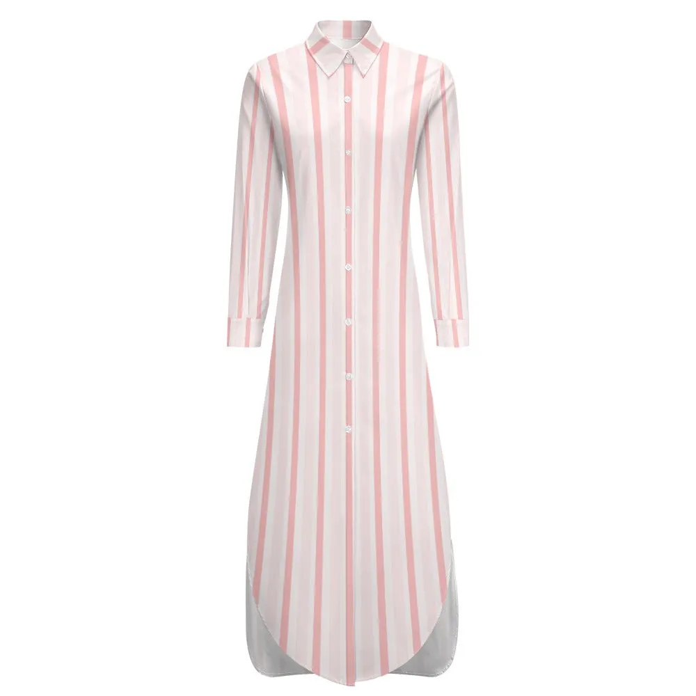 Pink Stripe Shirt Dress