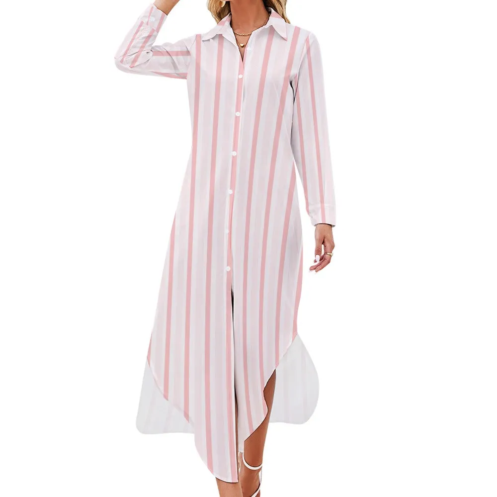 Pink Stripe Shirt Dress