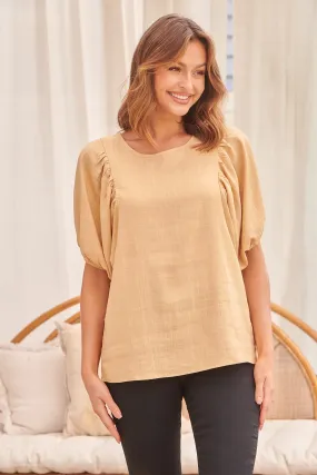 Piper Apricot Linen Batwing Top