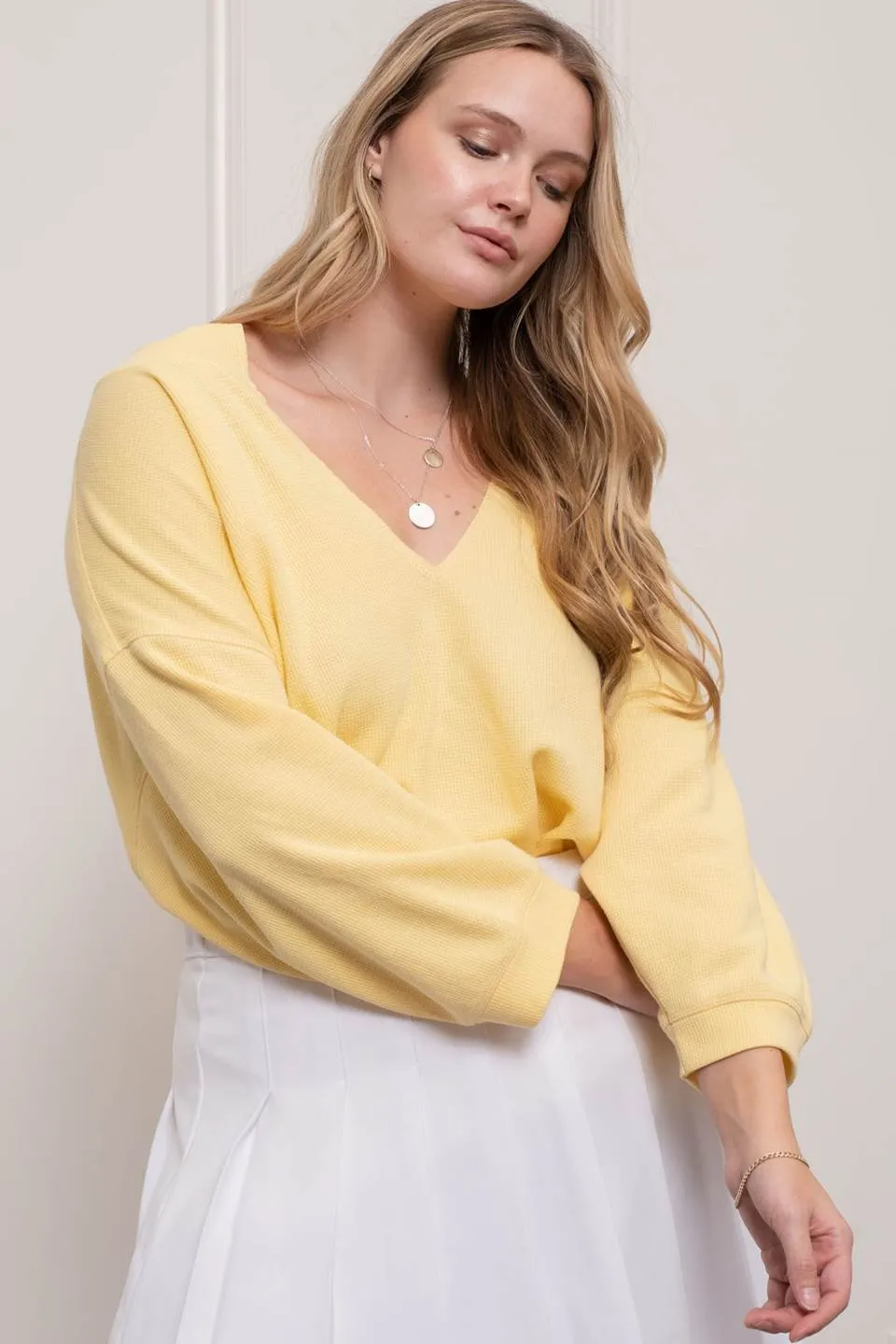 PLUS 3/4 SLEEVE KNIT TOP