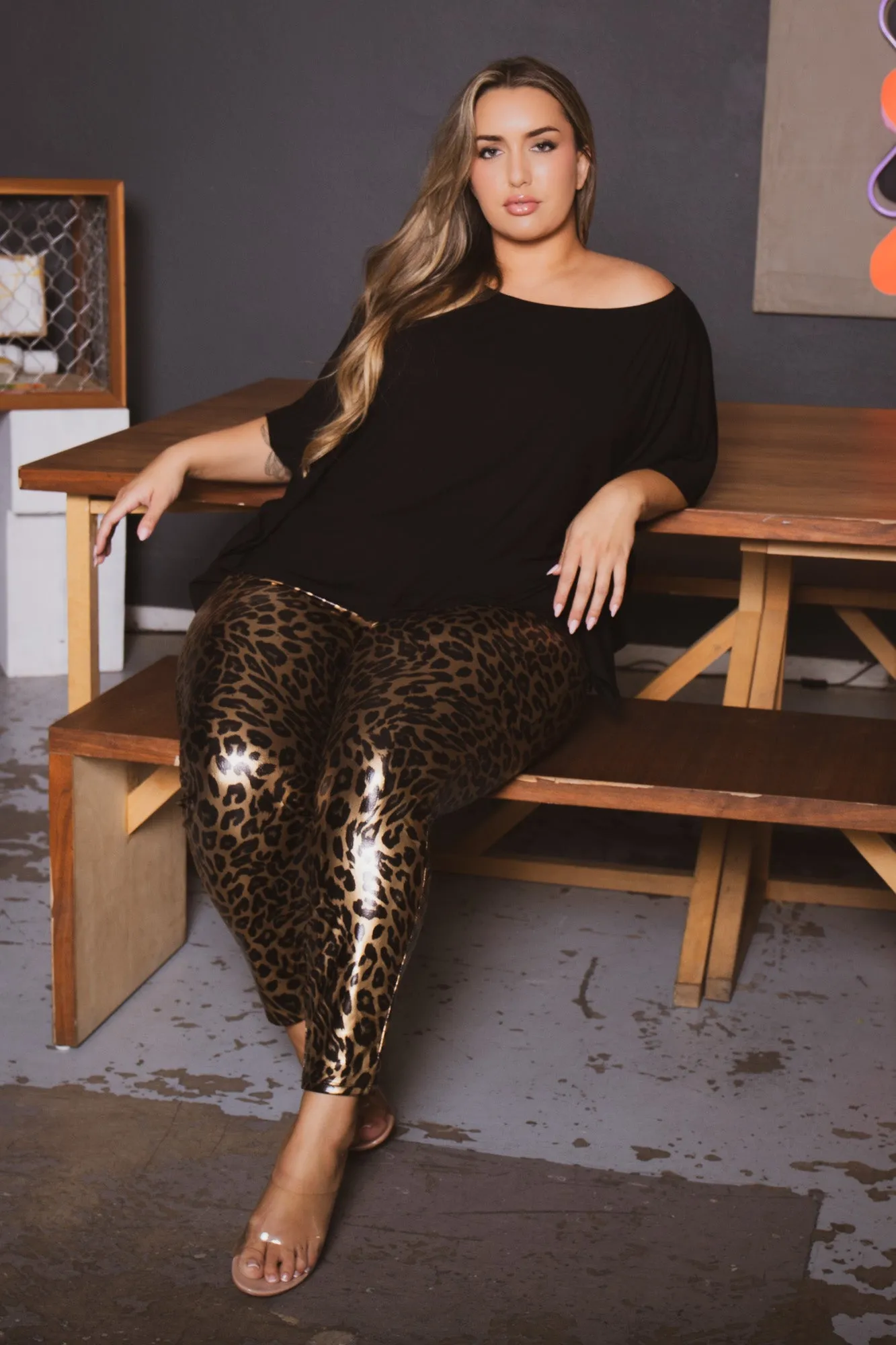 Plus Size Brie High Waist  Leggings- Gold