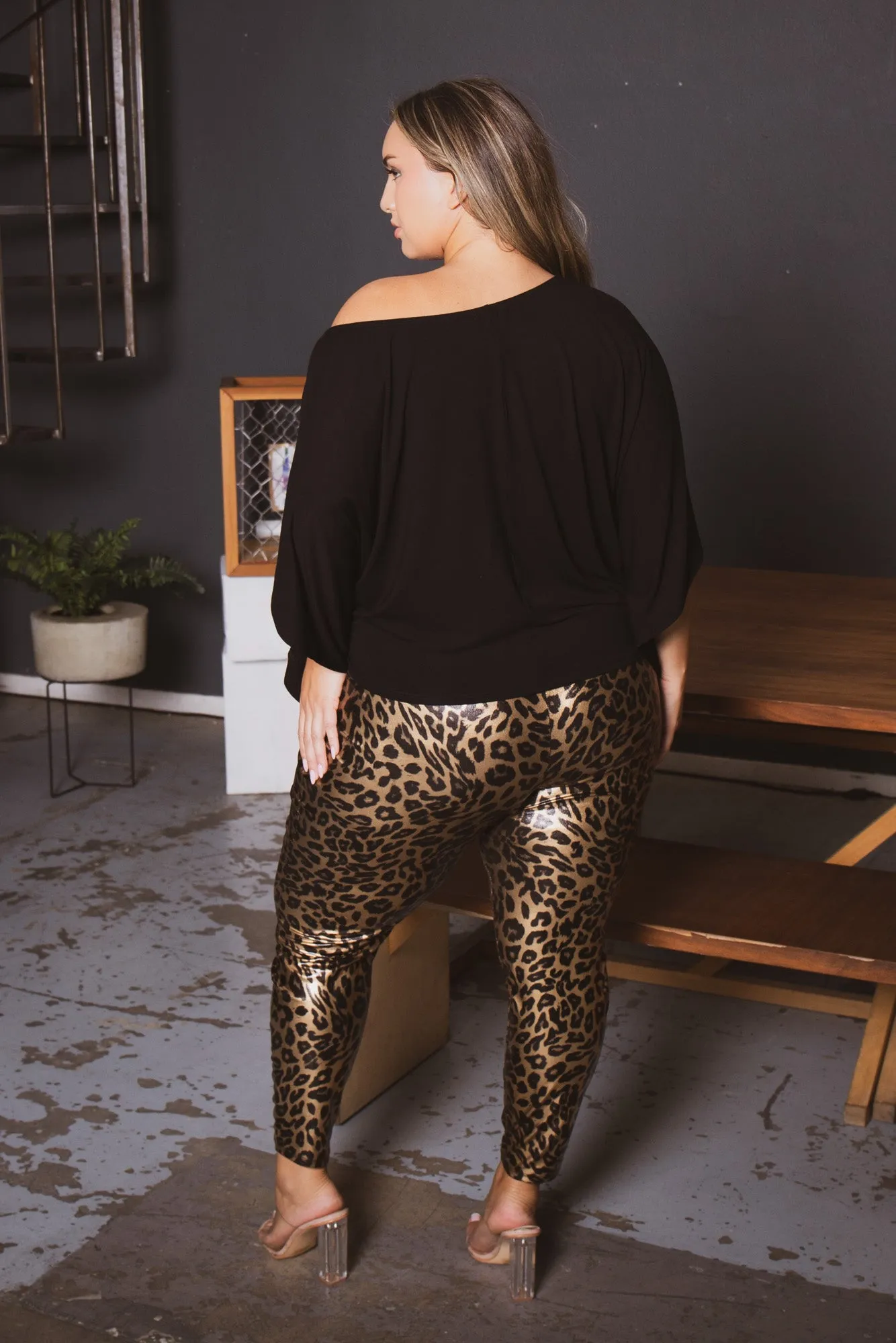 Plus Size Brie High Waist  Leggings- Gold