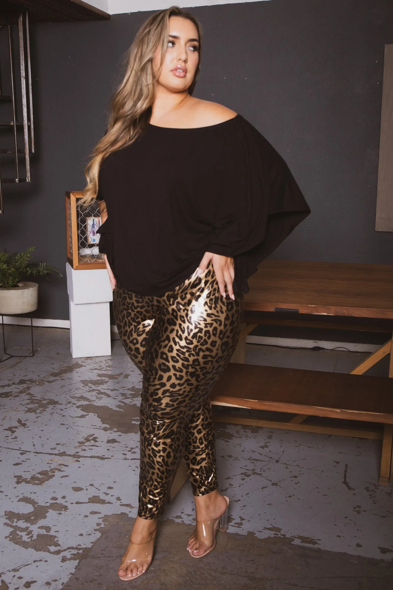 Plus Size Brie High Waist  Leggings- Gold