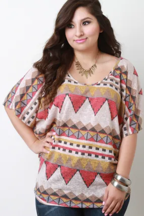 Plus Size Tribal Knit Dolman Top