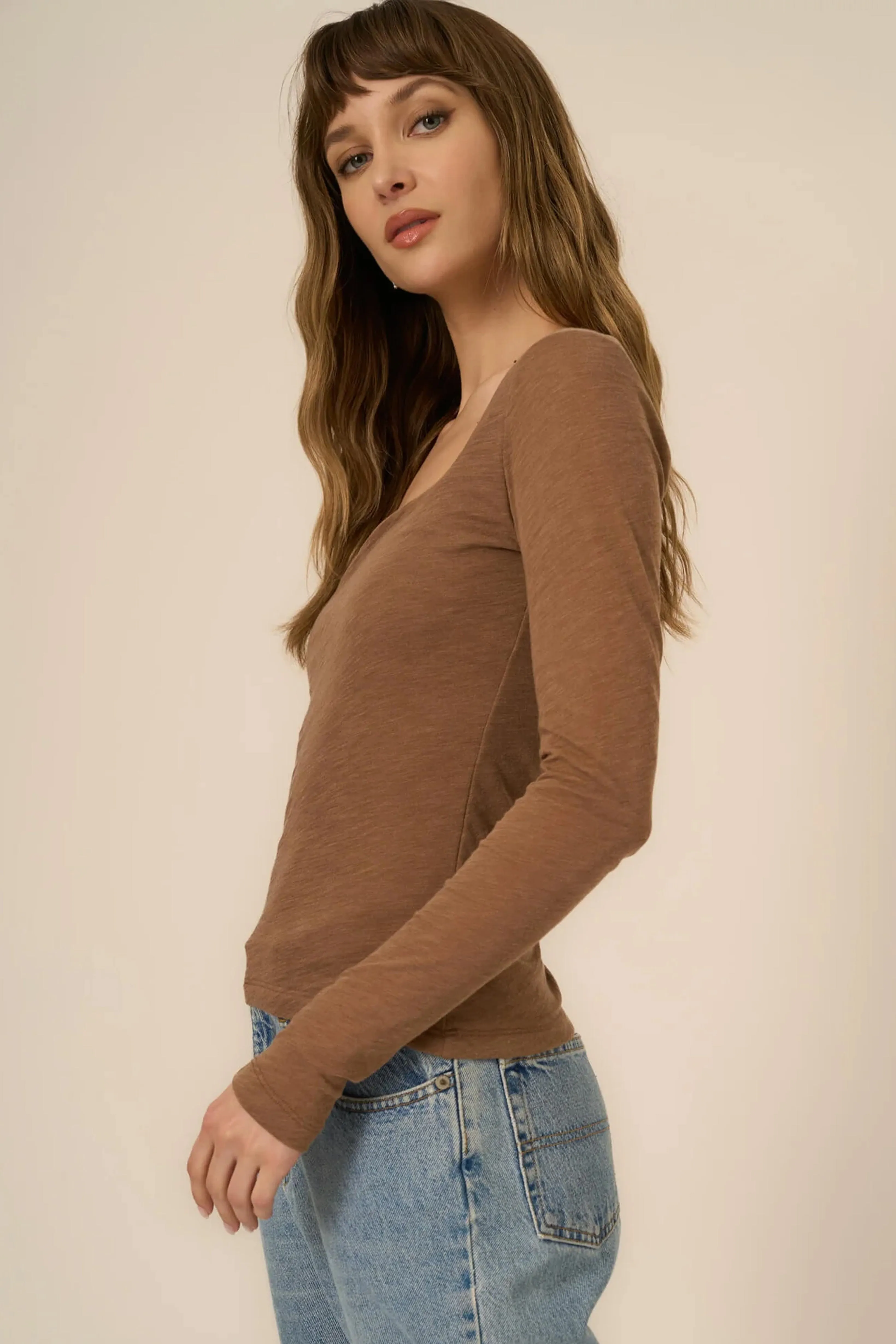 PROJECT SOCIAL T | Danni Seamless Square Neck Longsleeve - Gingerbread