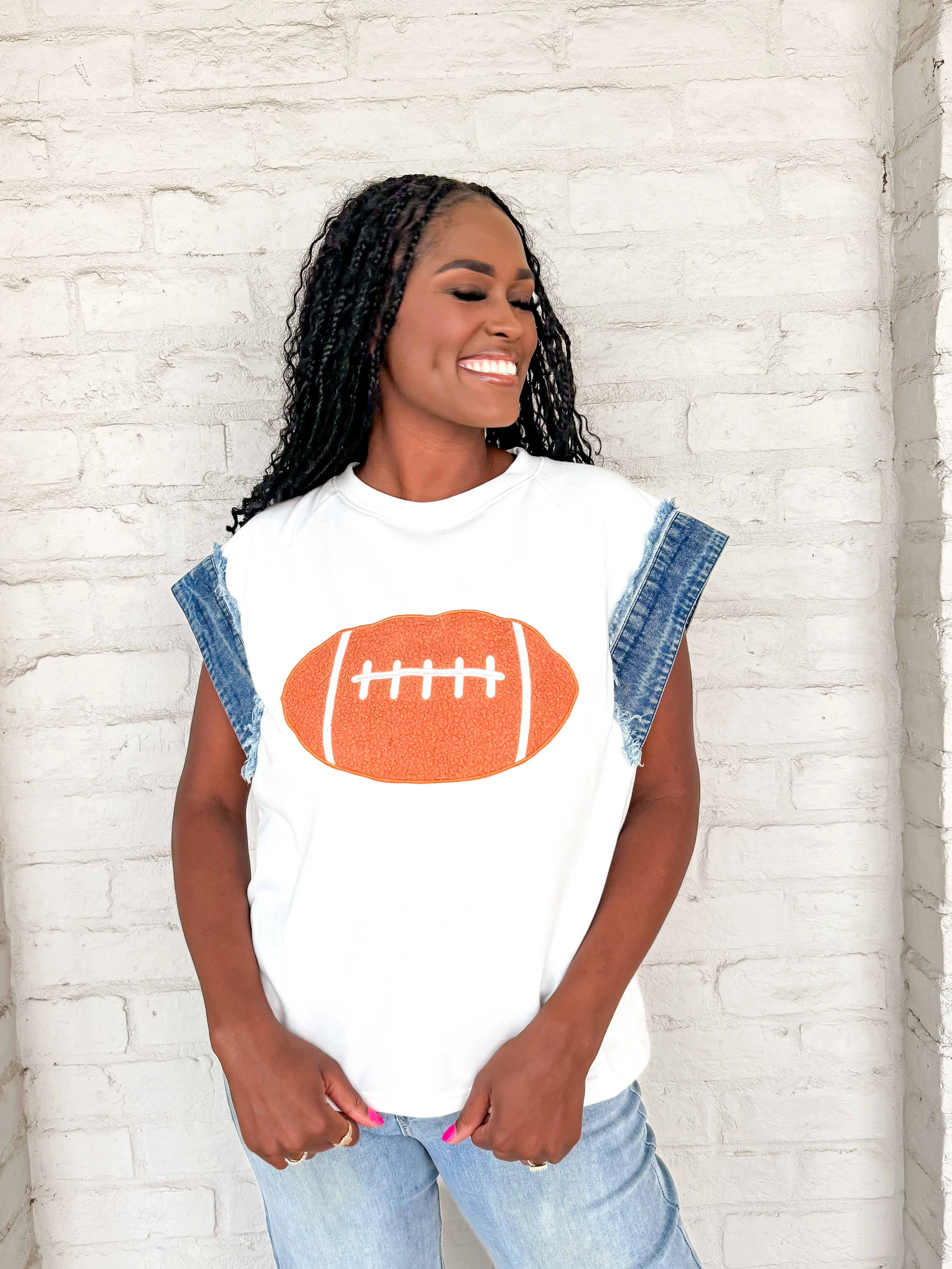 Queen Of Give Me A Touchdown Top White