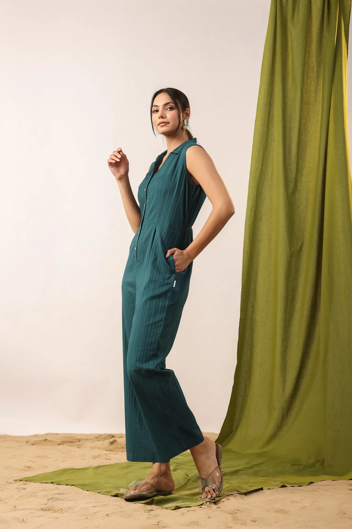 Quetzal Green Cotton Jumpsuit