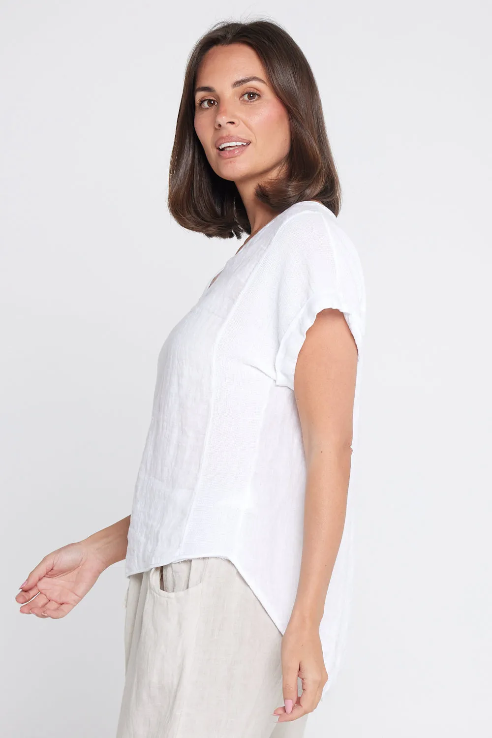 Raquel Linen Top - White