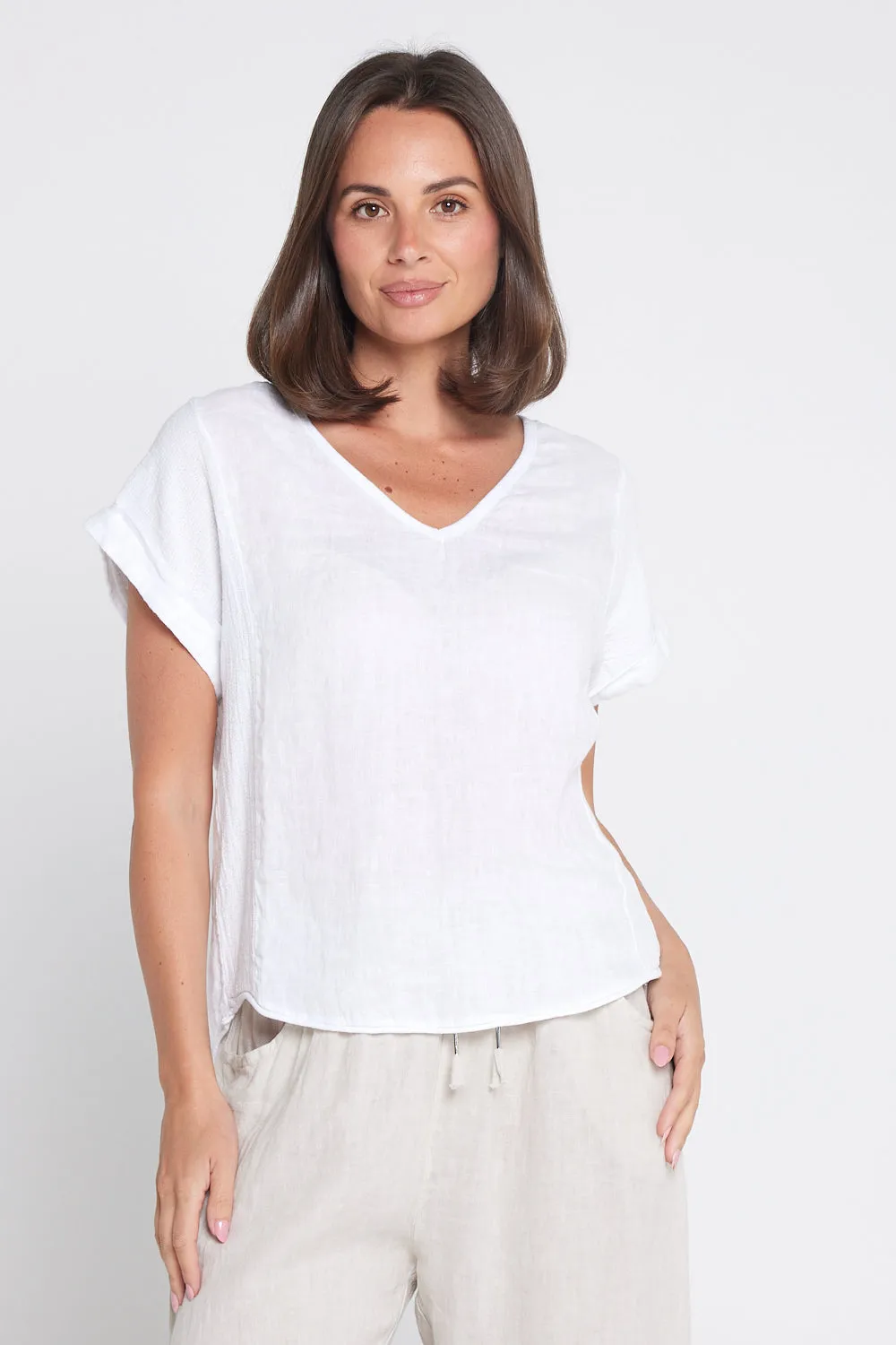 Raquel Linen Top - White