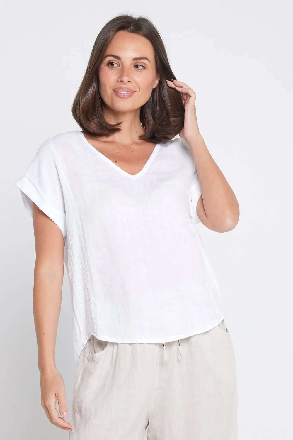 Raquel Linen Top - White