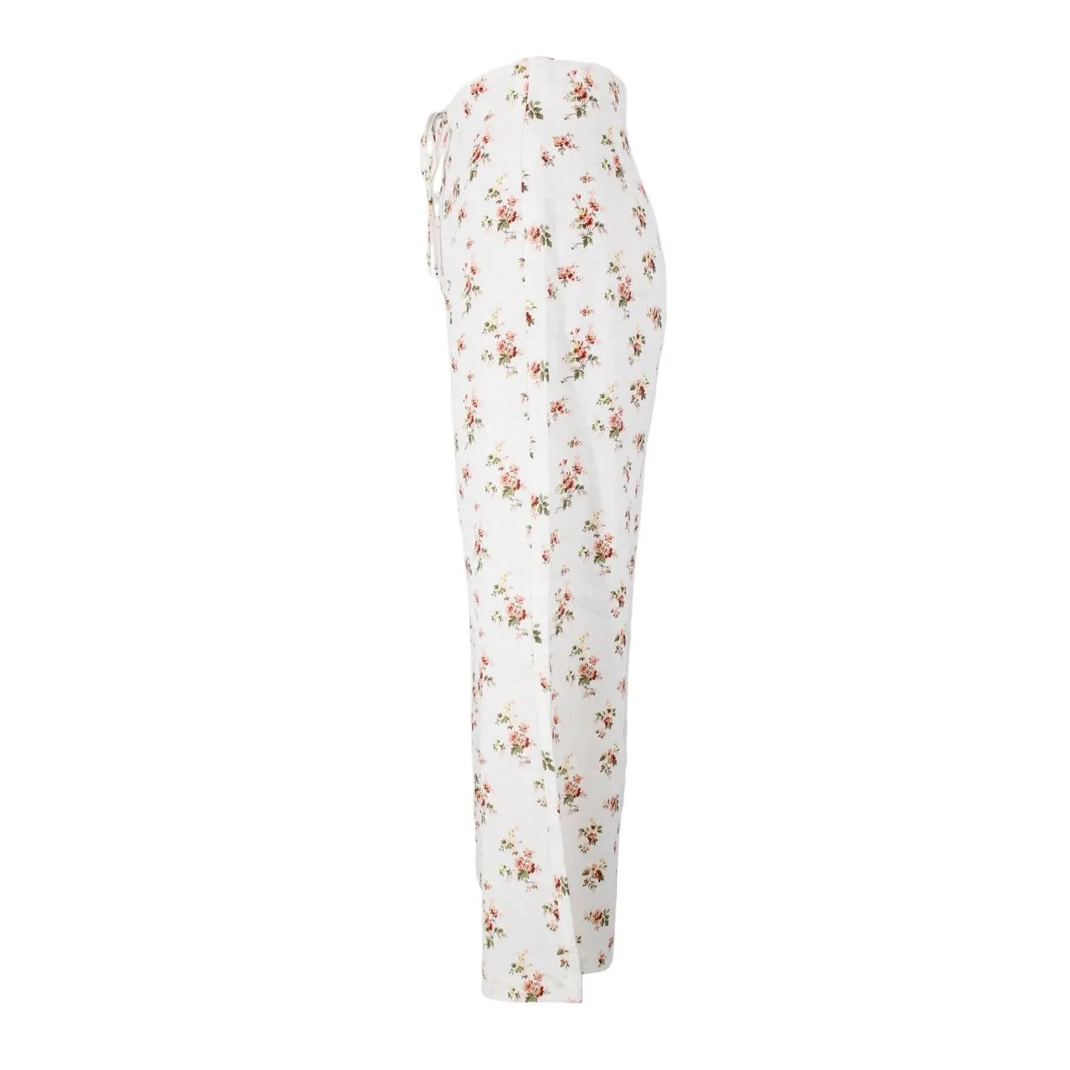 REFORMATION White Floral Linen Pants | Size 4