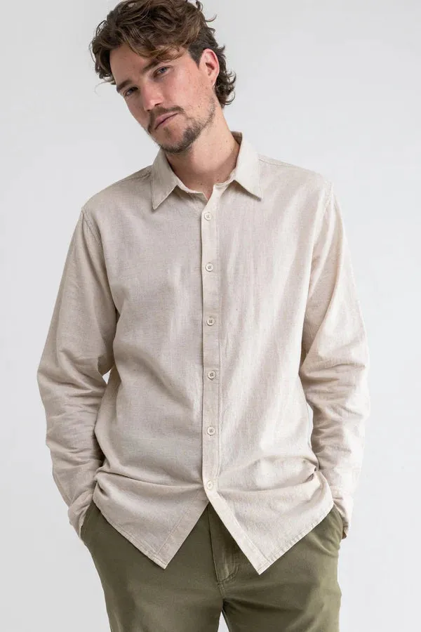 Rhythm Classic Linen Long Sleeve Shirt - Sand