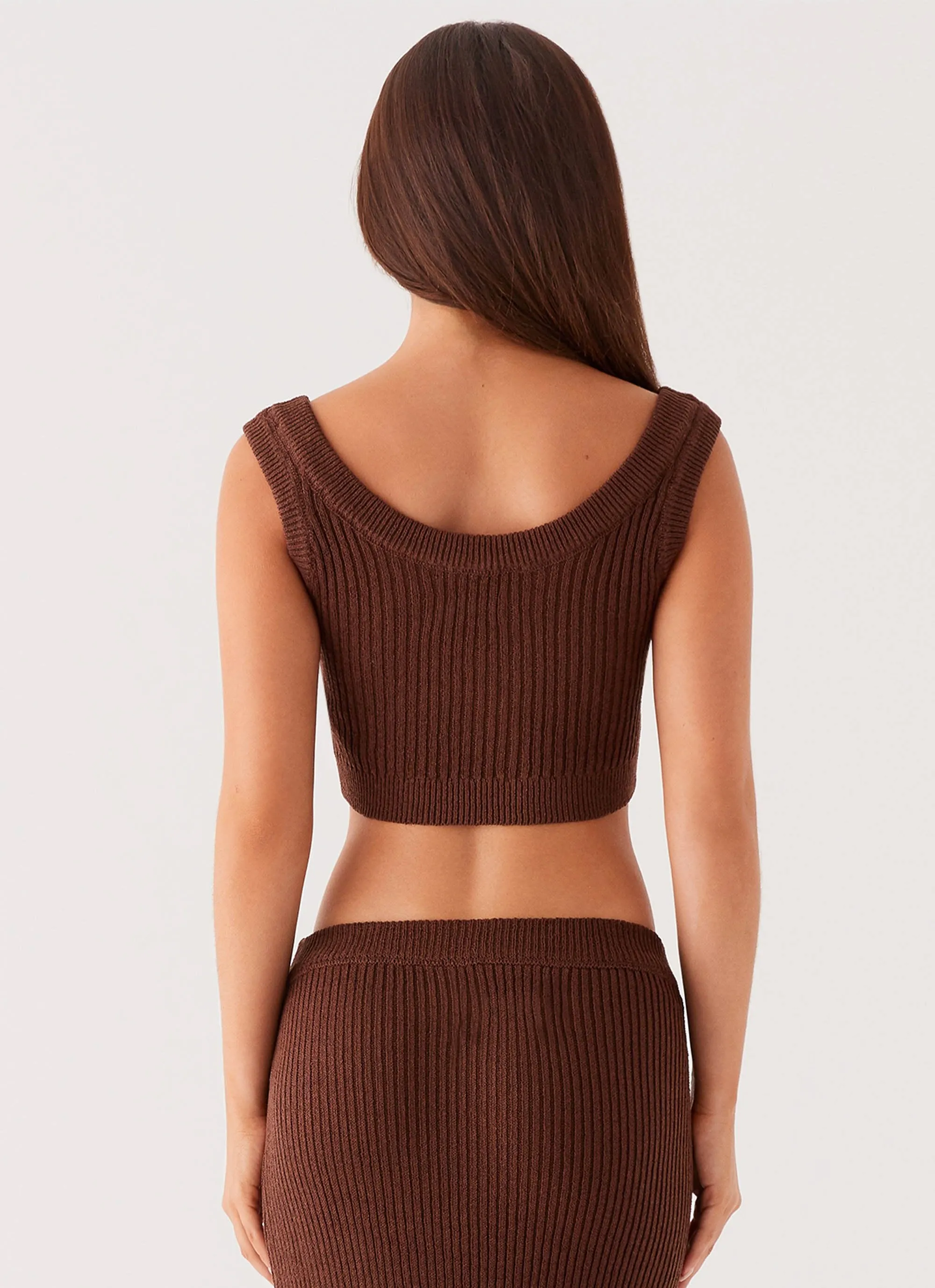 Season Fever Knit Crop Top - Chocolate