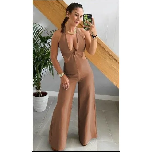 Sexy V-Neck Palazzo Jumpsuit.