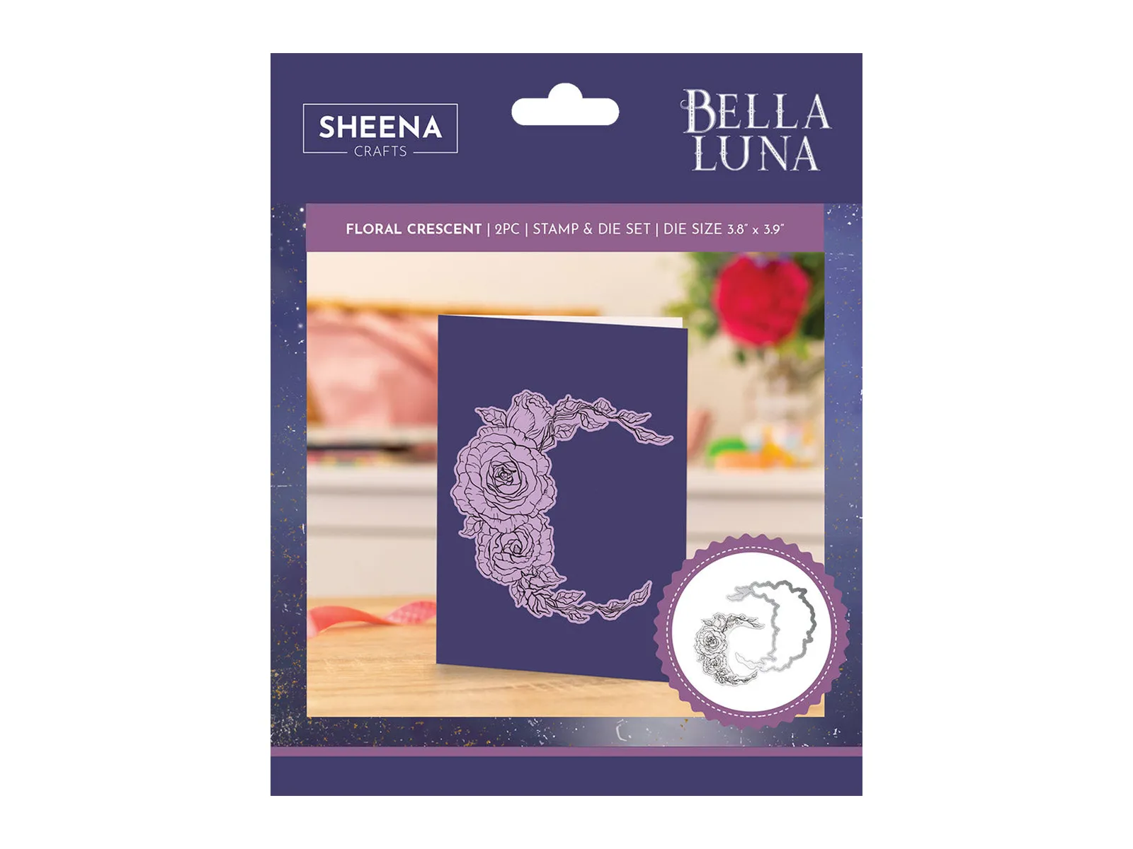 Sheena Douglass Bella Luna Stamp and Die - Floral Crescent