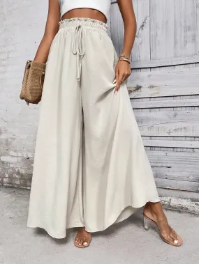 SHEIN LUNE Paperbag Waist Knot Front Wide Leg Pants