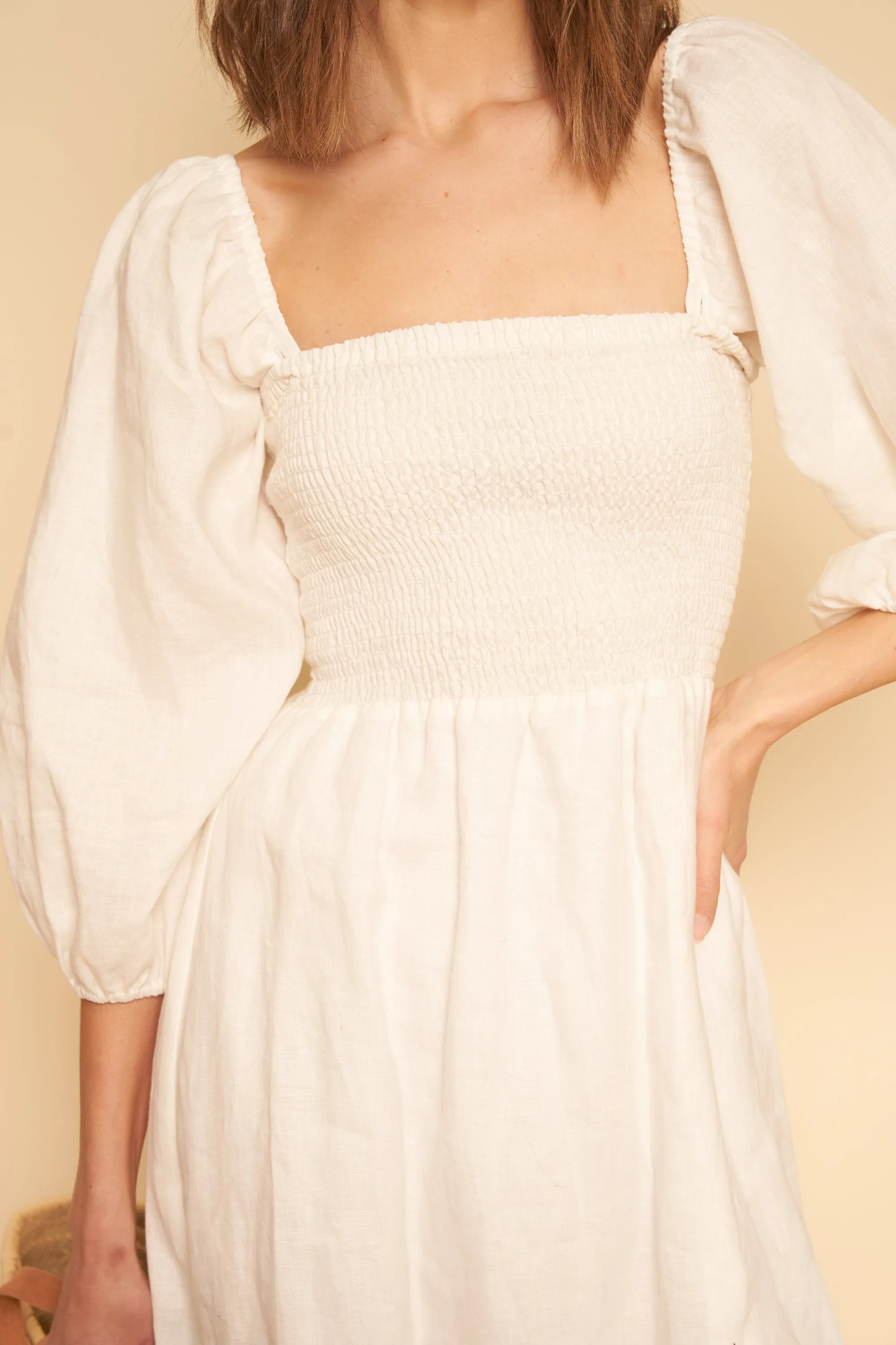 Sidney Dress in Coconut Linen