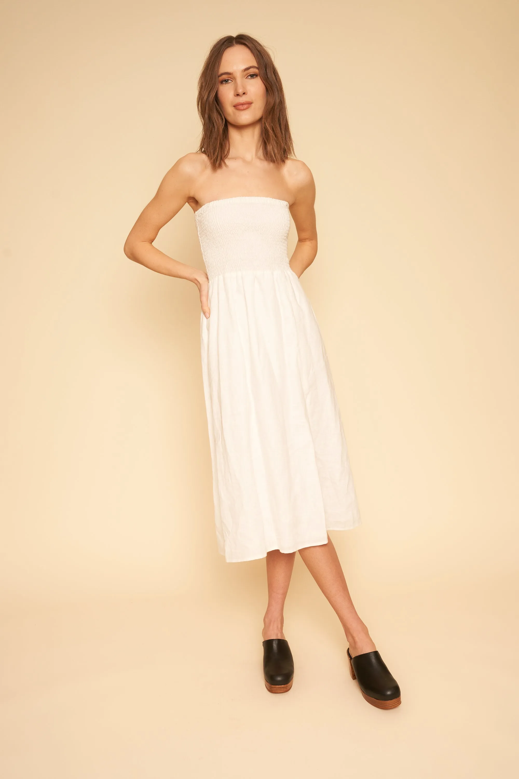 Sidney Dress in Coconut Linen