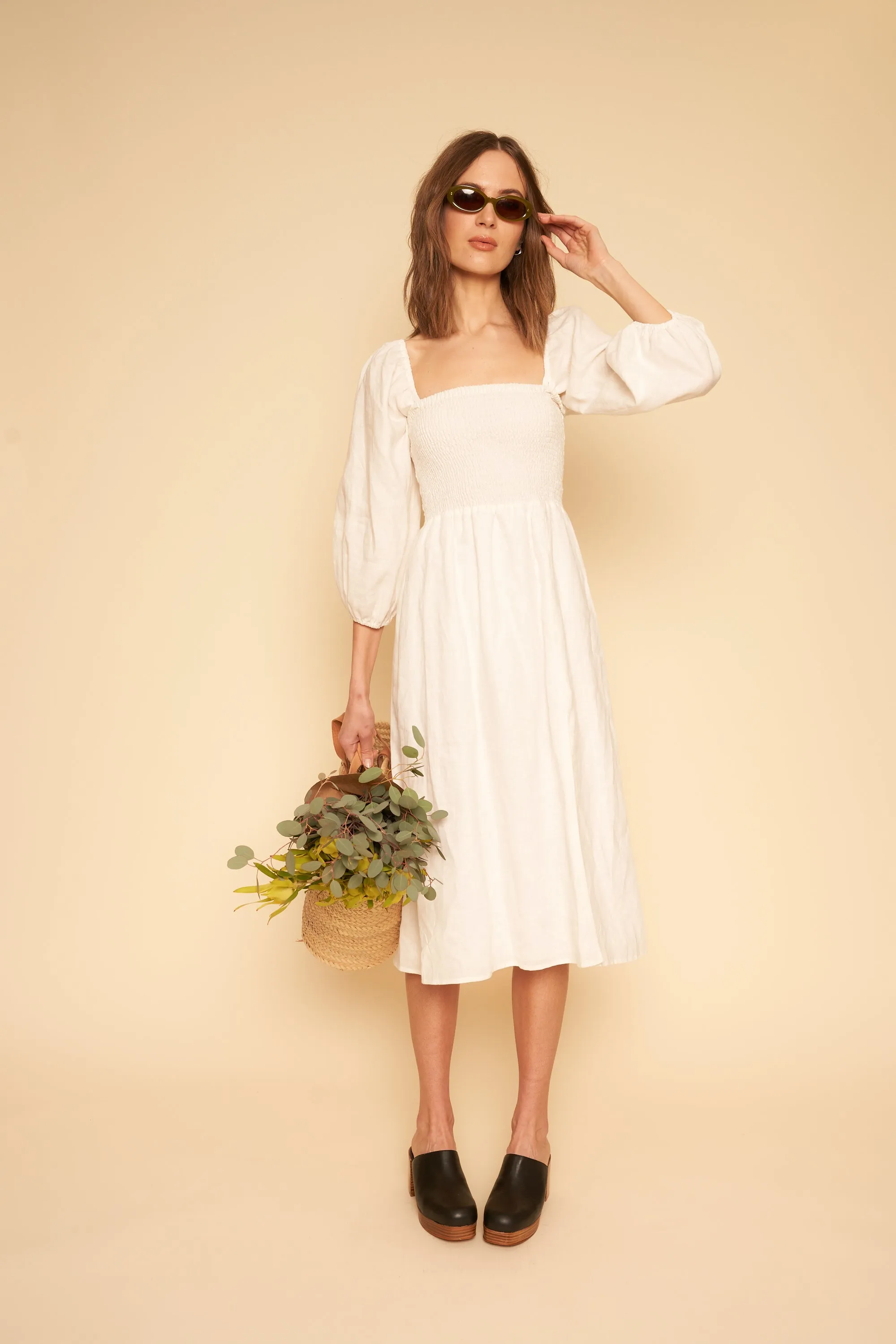 Sidney Dress in Coconut Linen