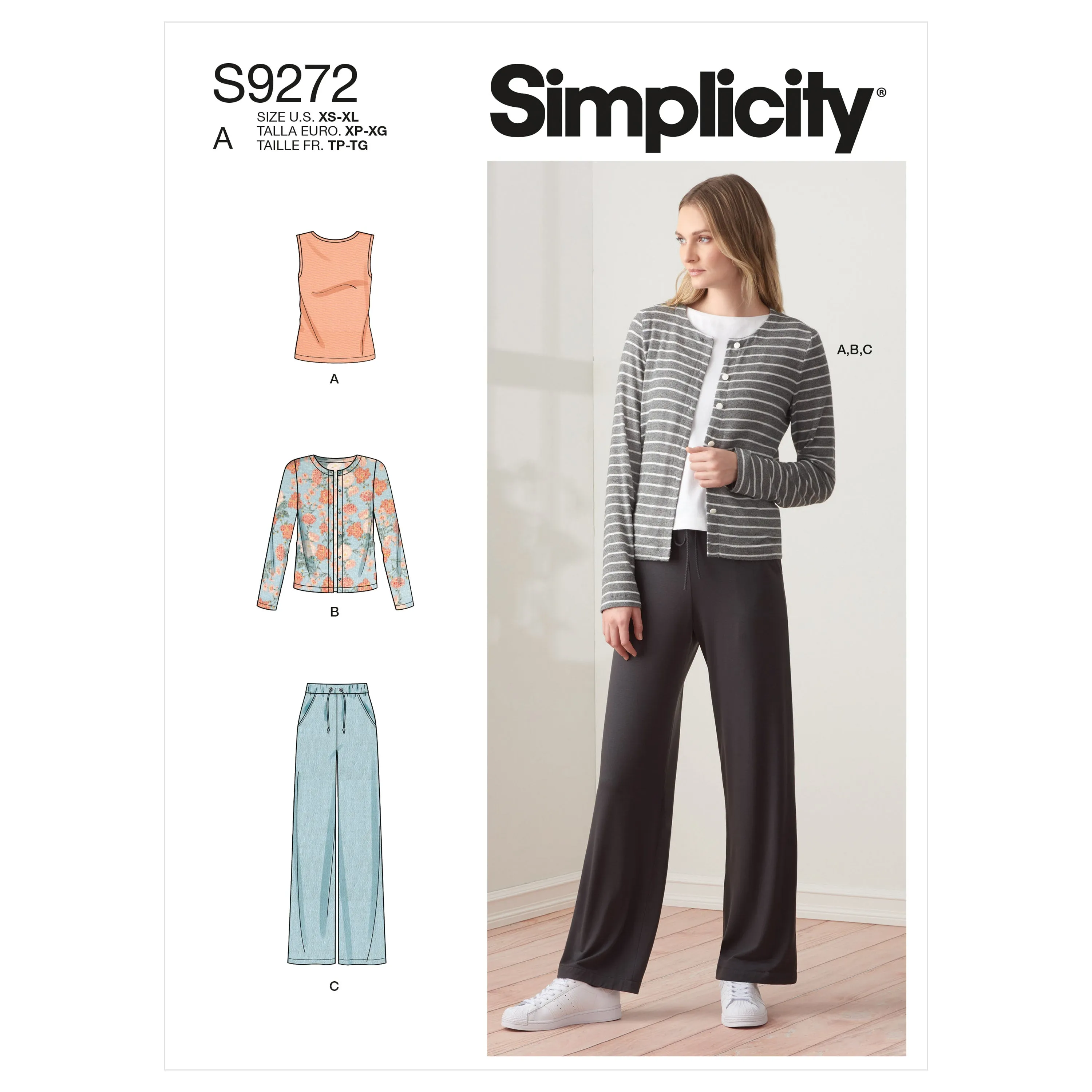 Simplicity Pattern 9272 Misses' Knit Cardigan Top & Pants