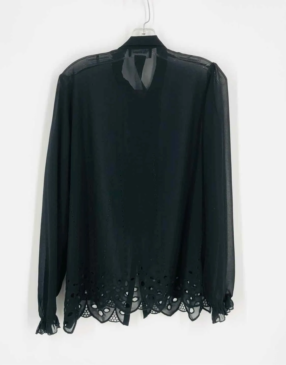 Size M ? Black Ruffles Sheer Designer Blouse