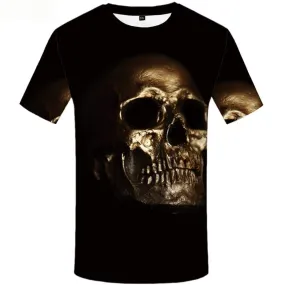 Skull T-shirt Men Black Shirt Print Metal Tshirts Casual Punk Rock T-shirts 3d Short Sleeve Punk Rock Men Tops Male O-Neck