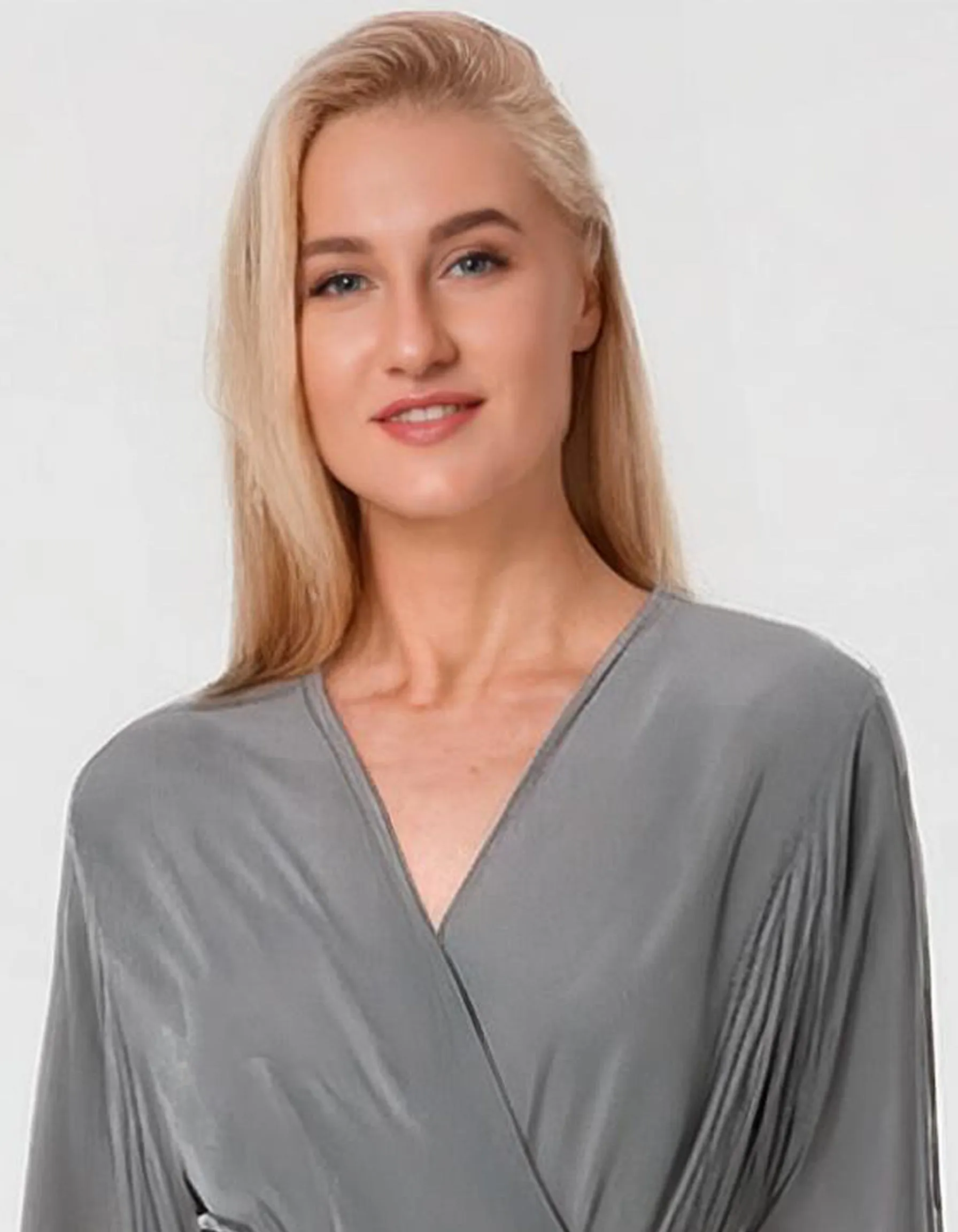 Slate Gray Sophistication Wrap Dress