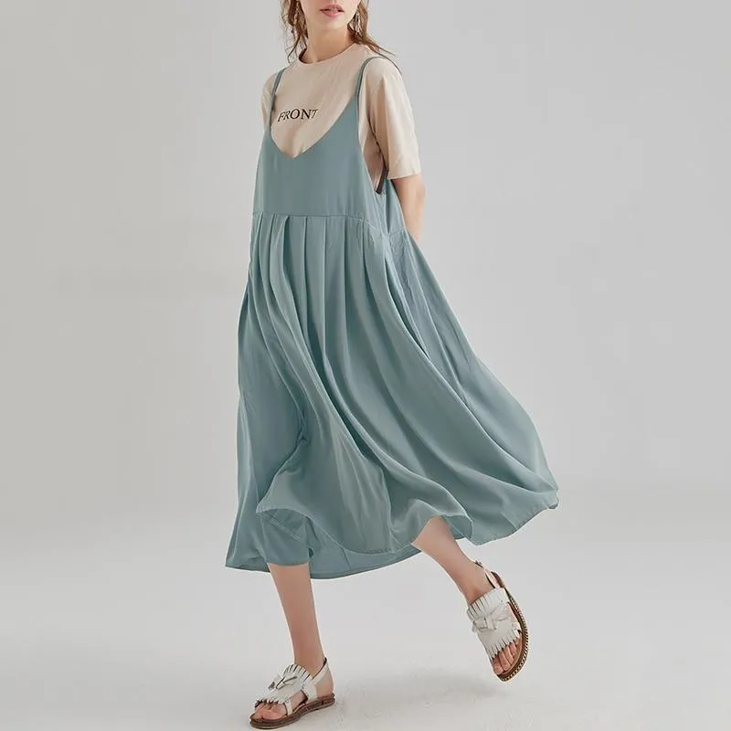 Soak Up The Sun Cotton Overall Dress Midi