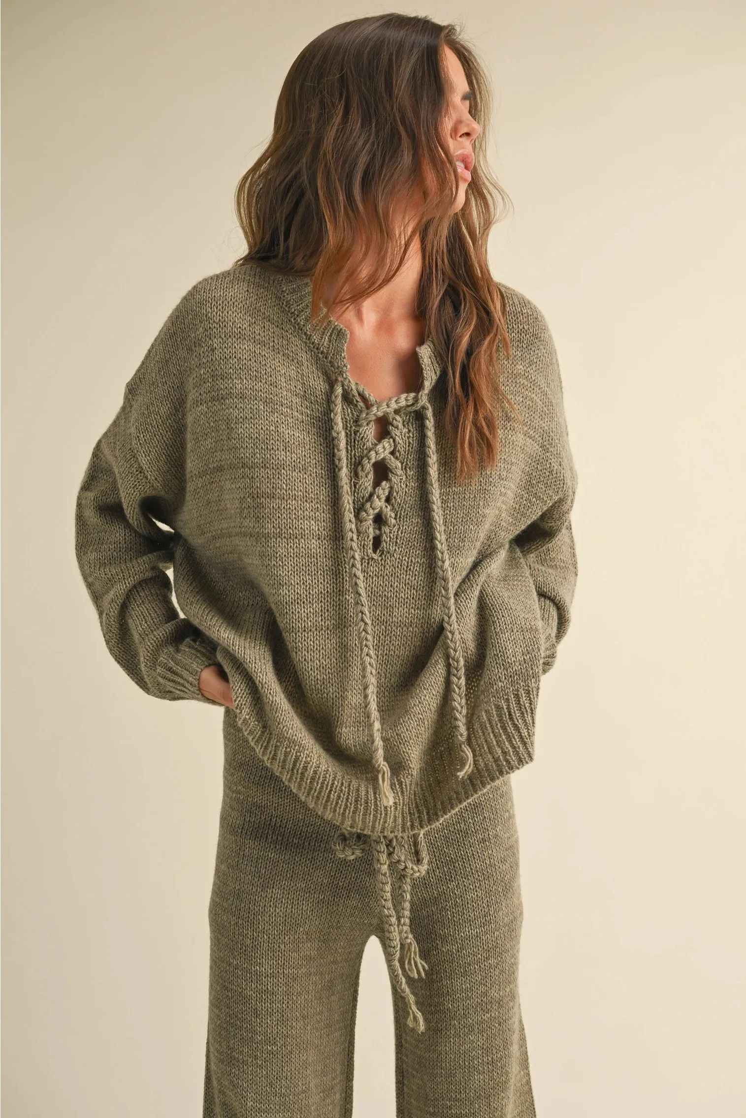 Sonoma Sunset Lace Up Sweater