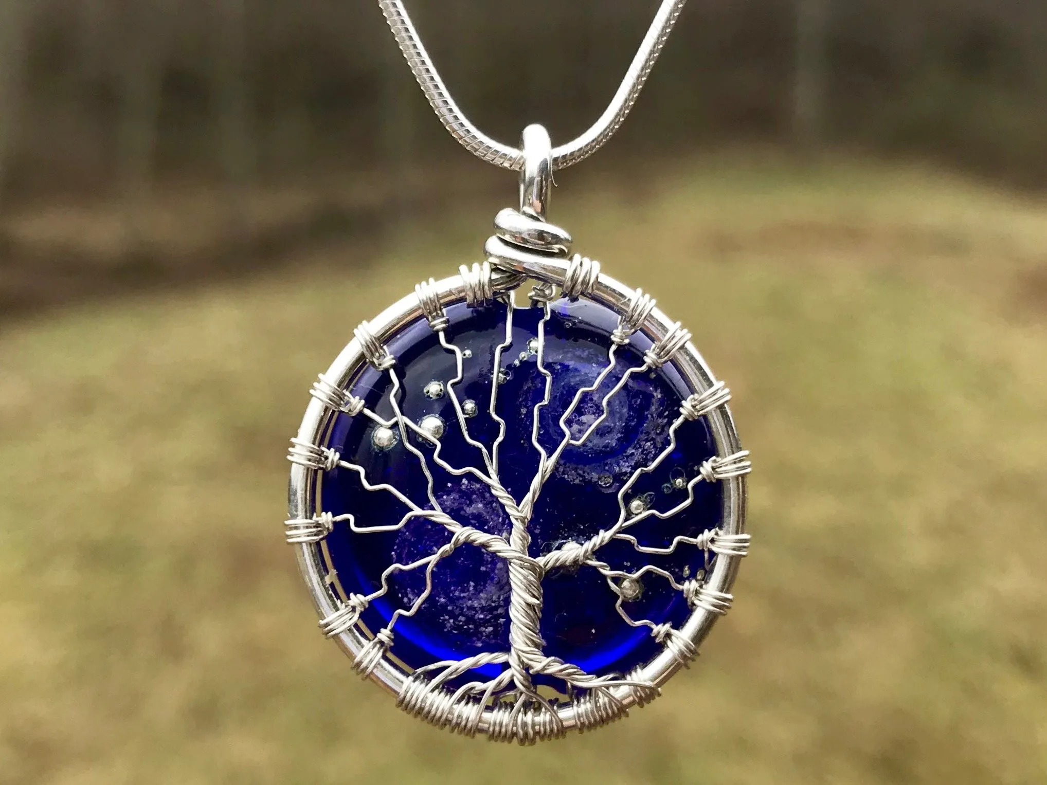 Starry Galaxy Tree of Life Pendant with Cremains