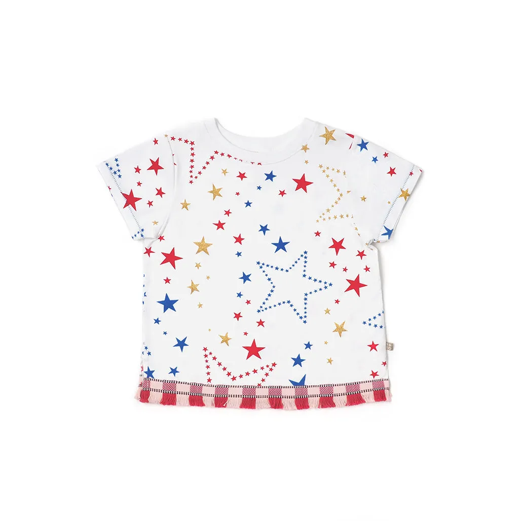 Starry Gaze Fringed Tee (Red)