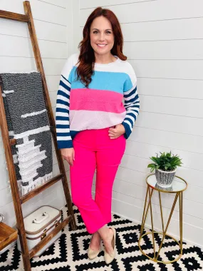 Striped Bell Sleeve Light Knit Top