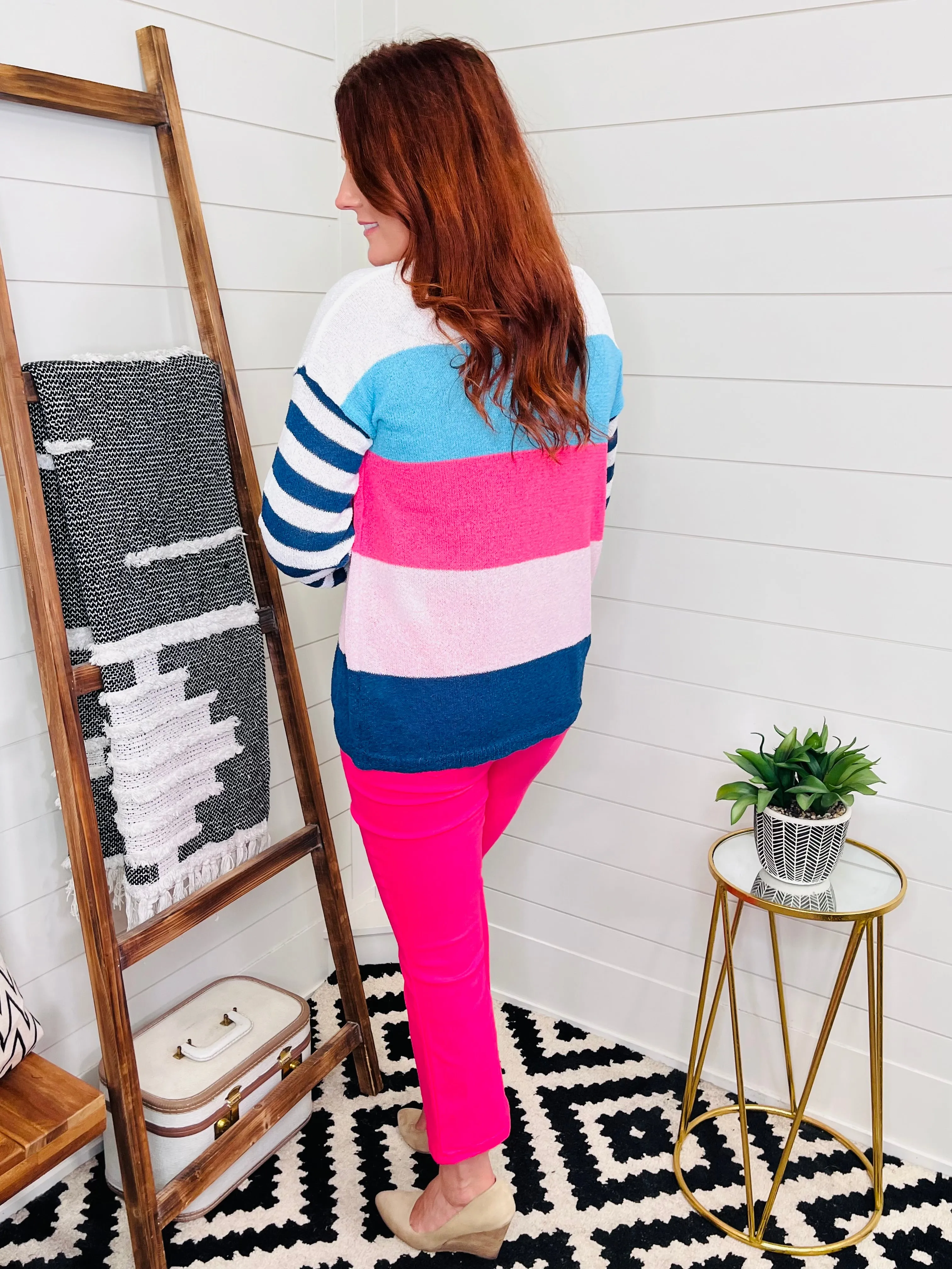 Striped Bell Sleeve Light Knit Top