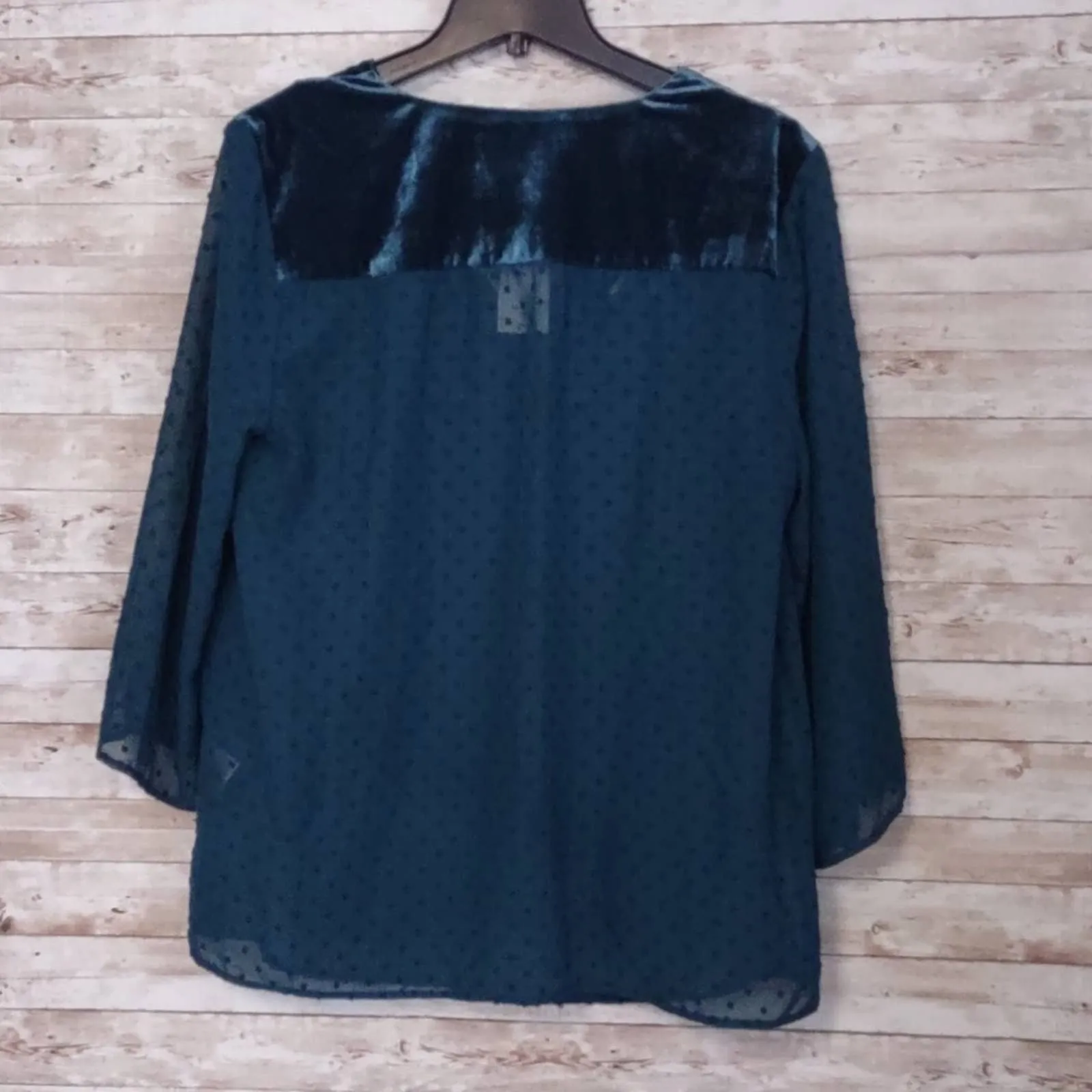 Style & Co Mixed Media Sheer Sleeve Blouse