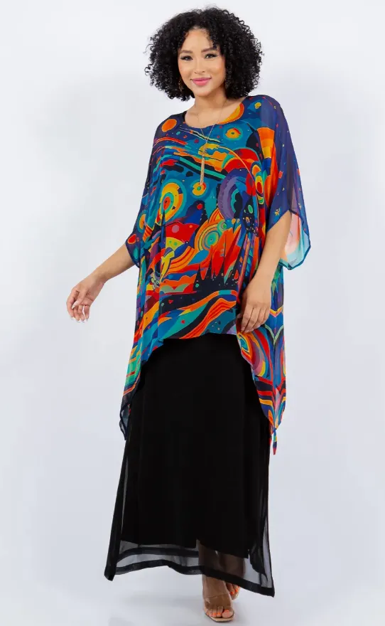 Sunheart Plus Cosmic Landscape Lagenlook Boho Hippie Chic SML-6X 