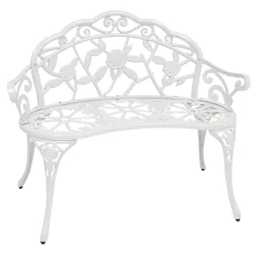 Sunnydaze 2-Person Cast Aluminum Classic Rose Garden Bench - White