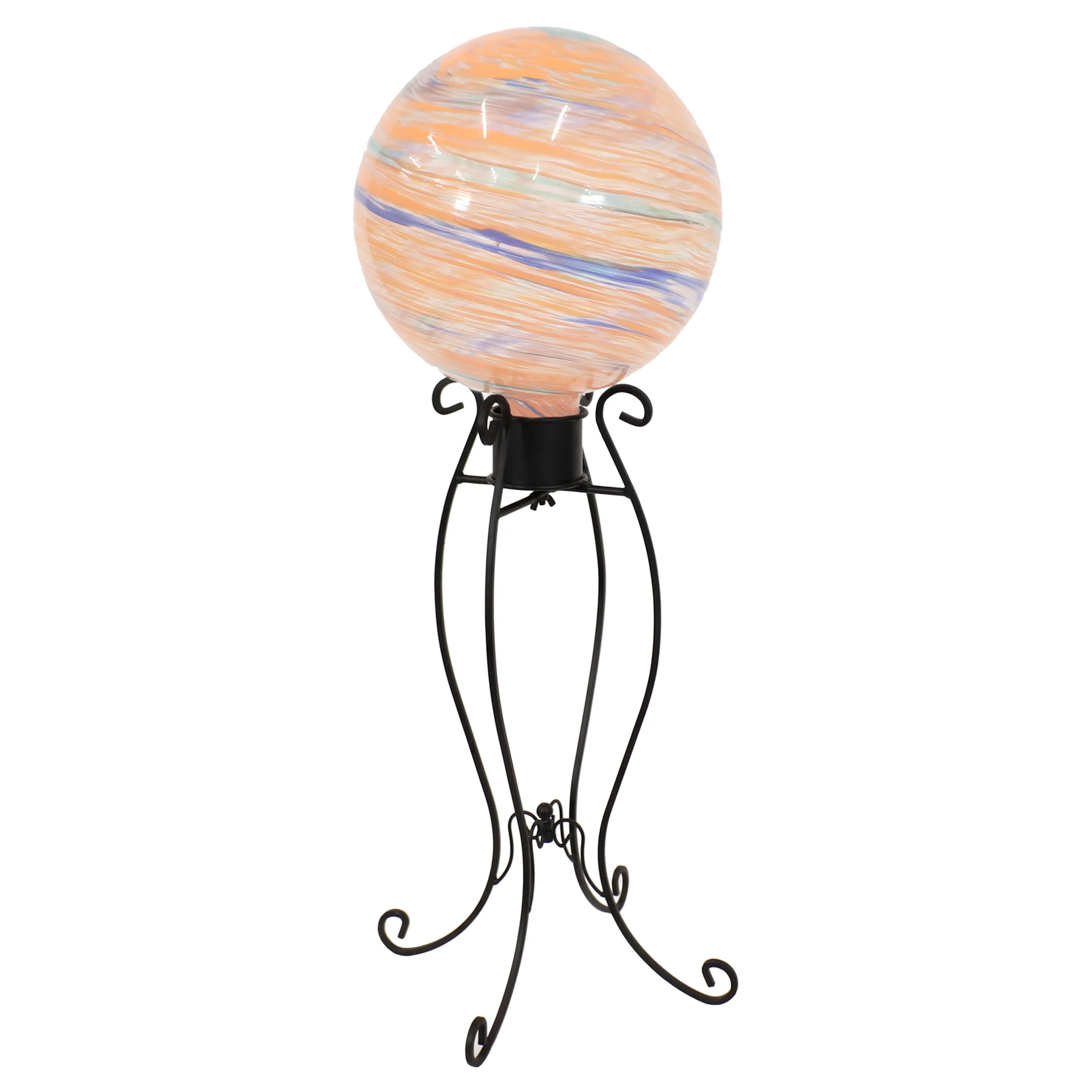 Sunnydaze Graceful Curved Metal Gazing Ball Stand - Black