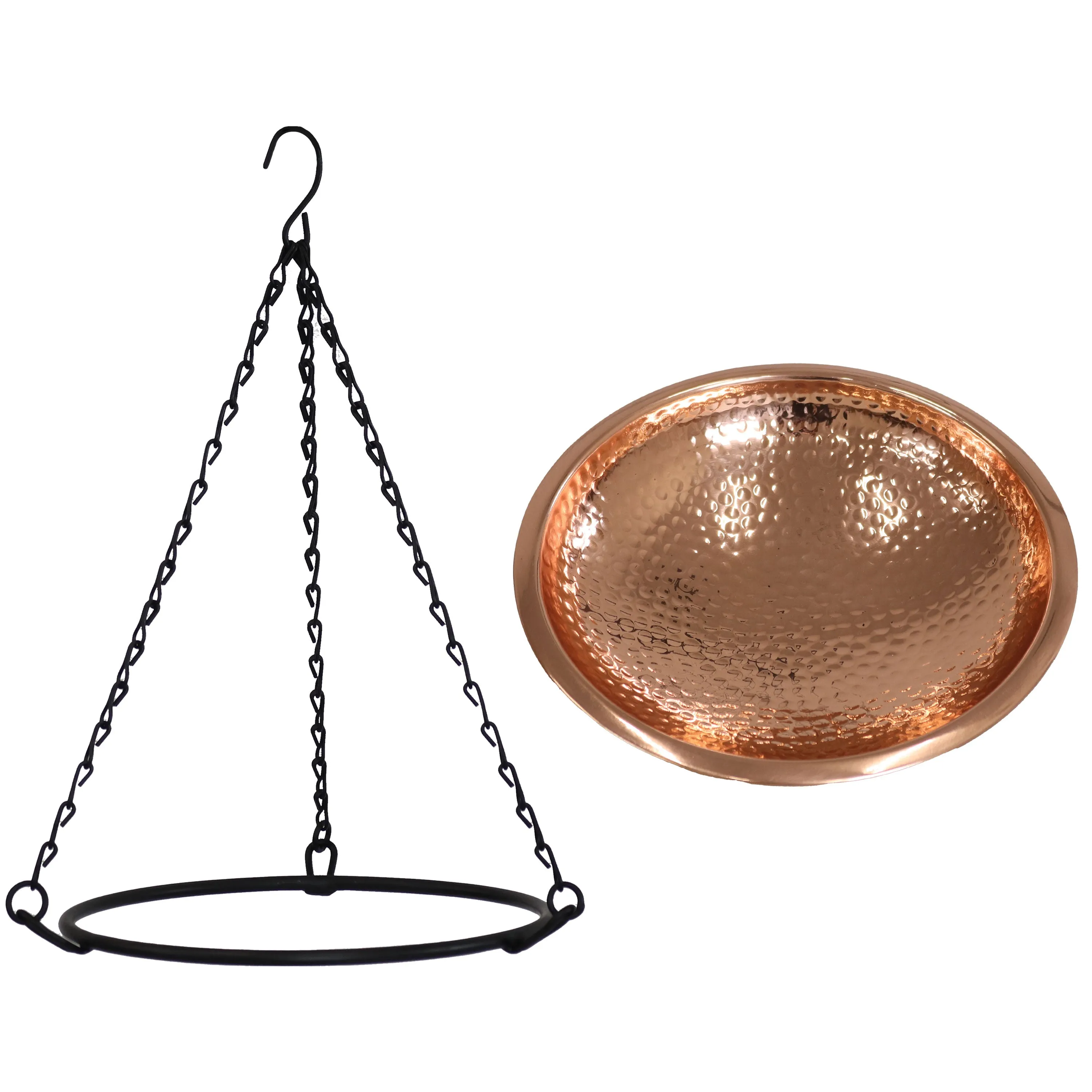 Sunnydaze Hand-Hammered Hanging Copper Bird Bath or Bird Feeder