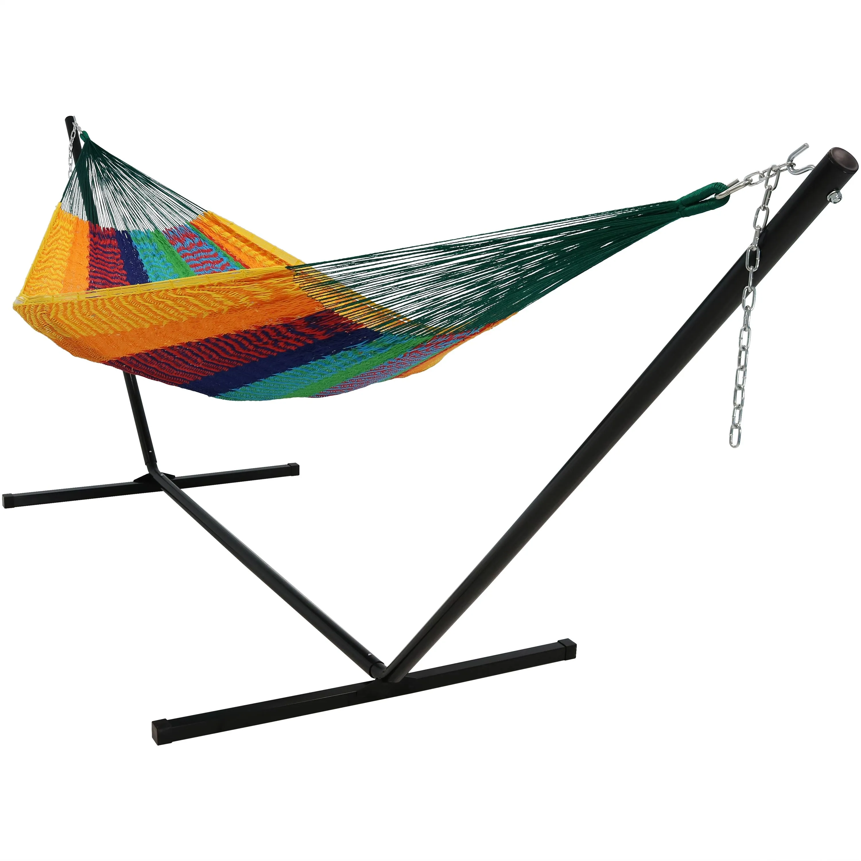 Sunnydaze Handwoven XXL Thick Cord Mayan Hammock with 15-Foot Stand