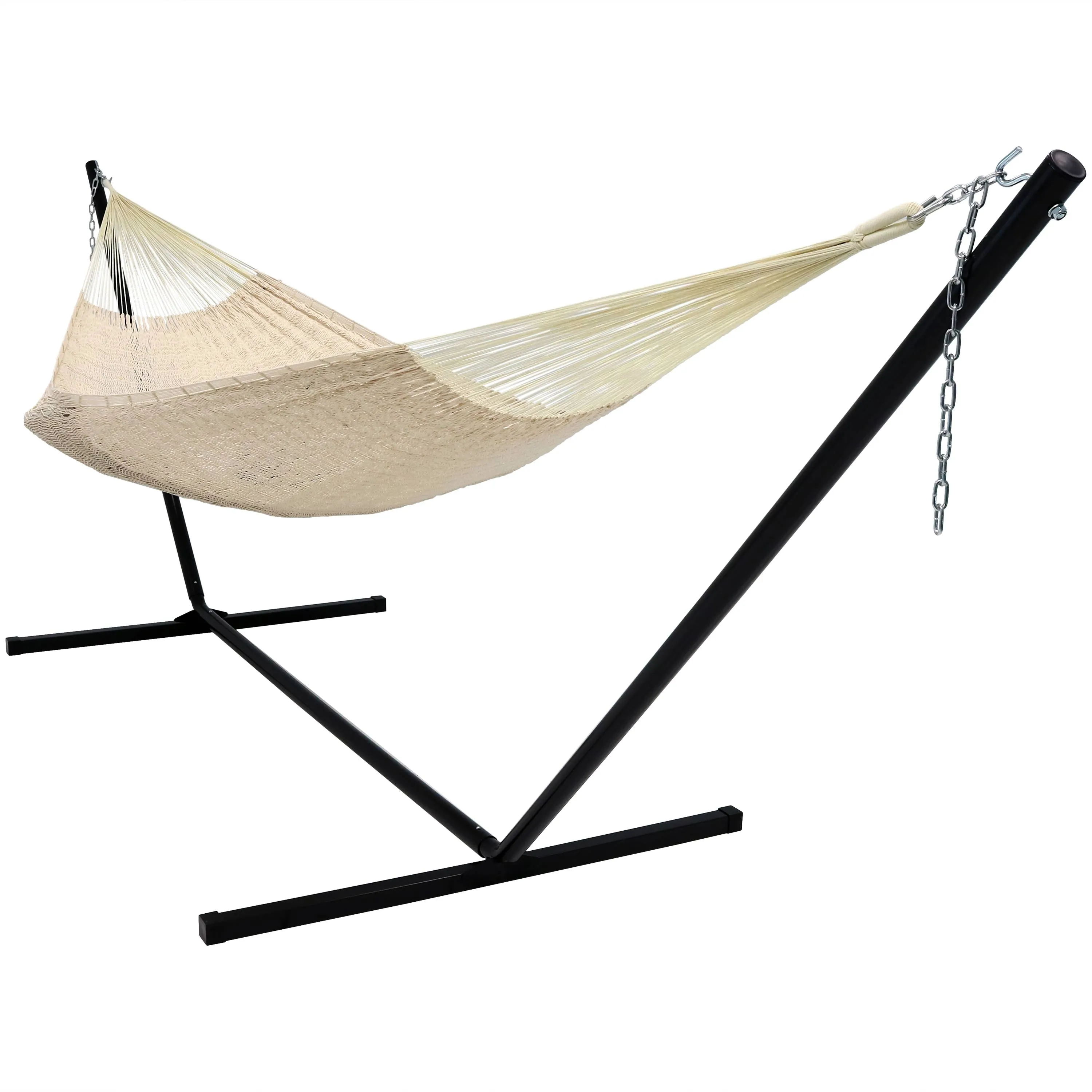 Sunnydaze Handwoven XXL Thick Cord Mayan Hammock with 15-Foot Stand