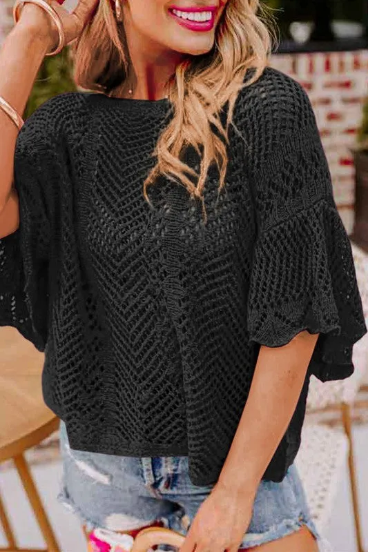 Take My Word Black Knit Top