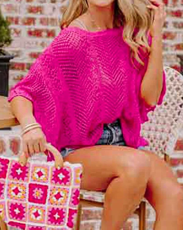 Take My Word Fuchsia Knit Top