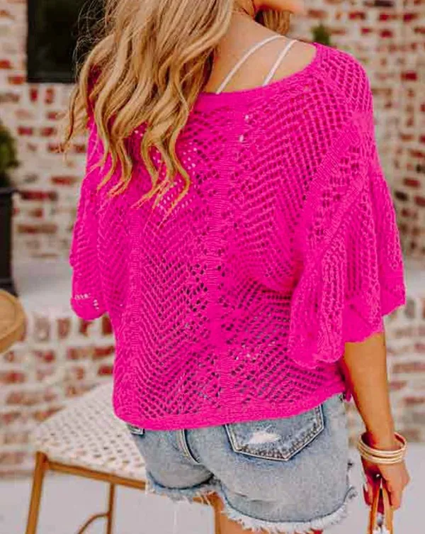 Take My Word Fuchsia Knit Top