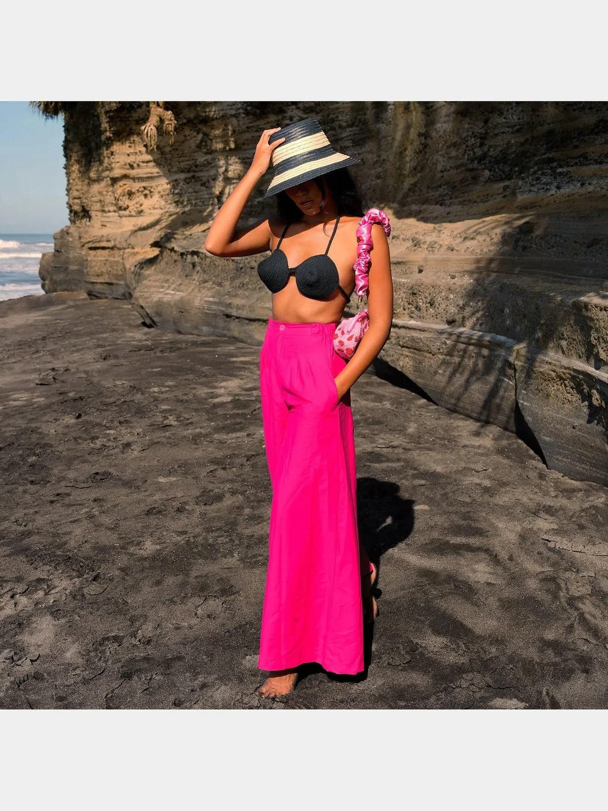 TAYLOR Wide-leg Palazzo Pants In Hot Pink