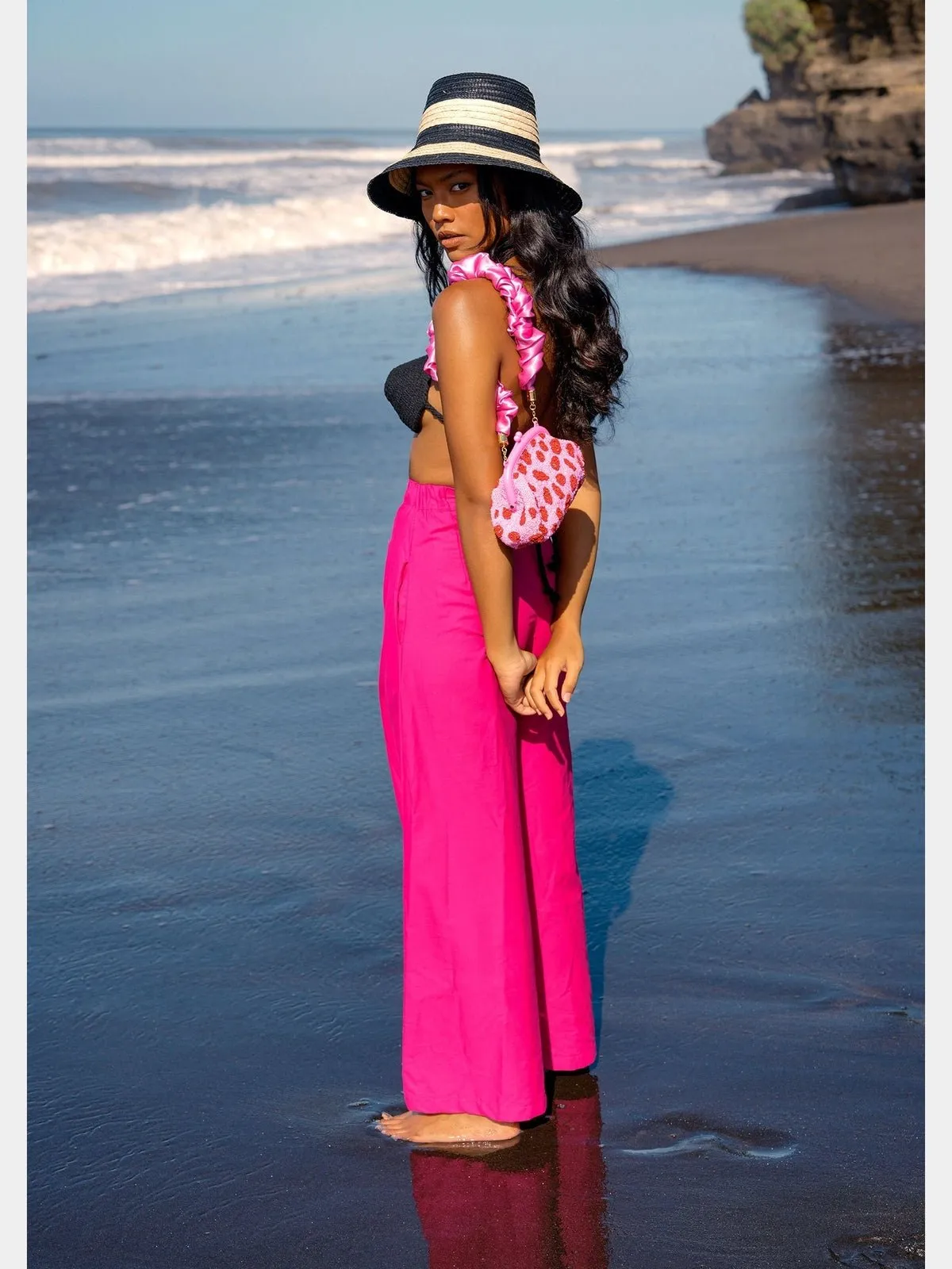 TAYLOR Wide-leg Palazzo Pants In Hot Pink