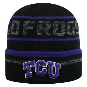 TCU Horned Frogs TOW Black Striped "Effect" Style Cuffed Knit Beanie Cap