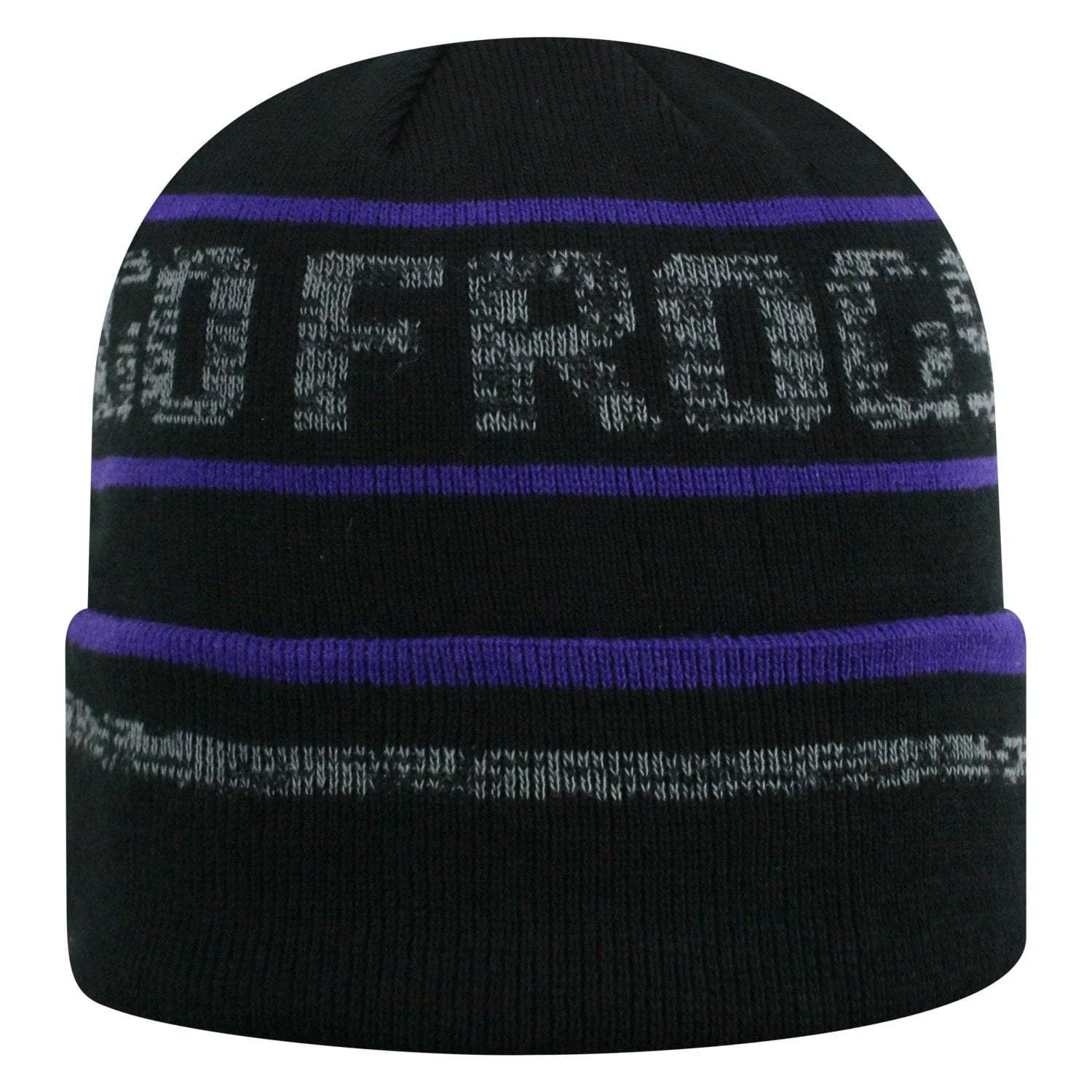 TCU Horned Frogs TOW Black Striped "Effect" Style Cuffed Knit Beanie Cap