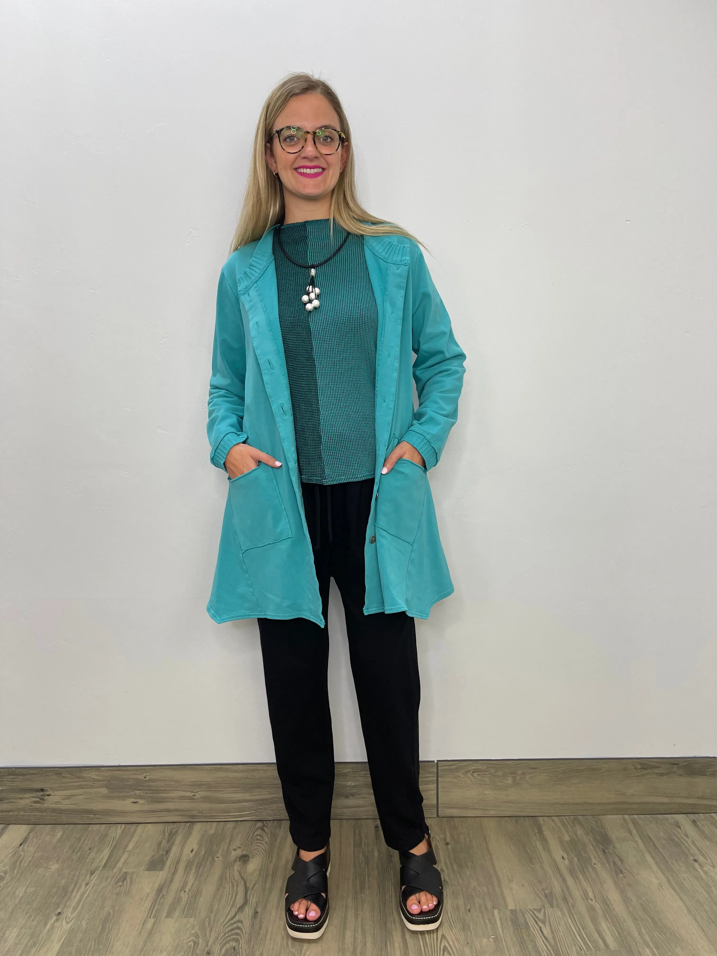 Teal Waffle Thermal Top