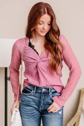 Too Precious Twist Front Top | Mauve